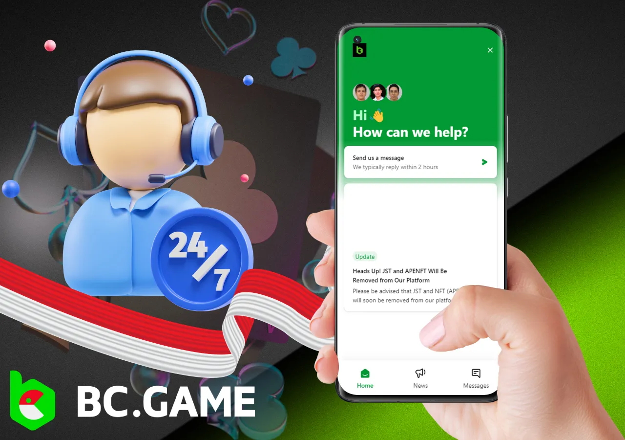 Customer support from BC Game bookmaker