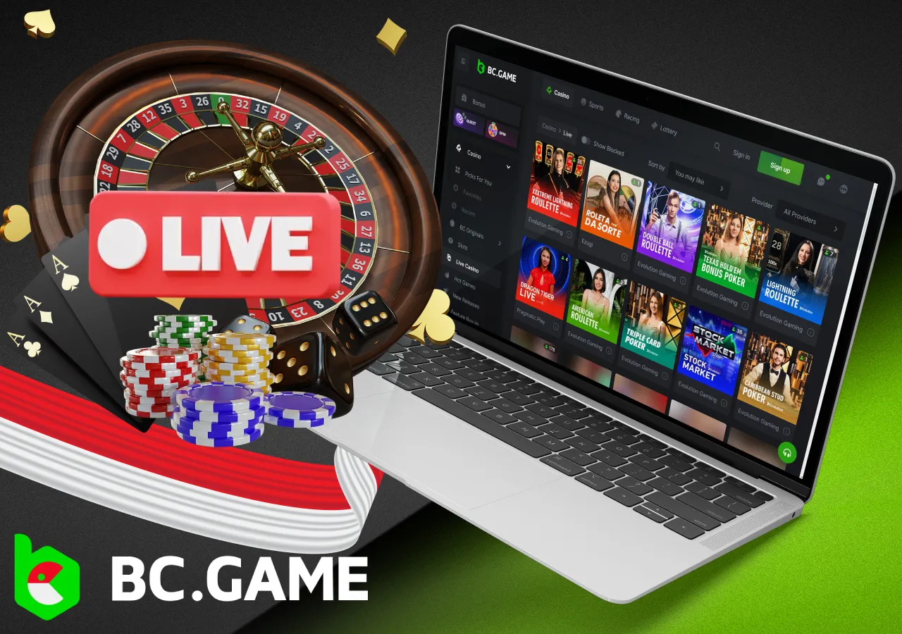 Live casino games available for users