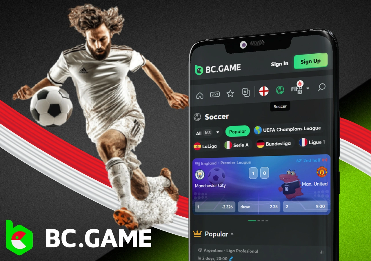 Detailed description of the specifics of betting on soccer events on BC game